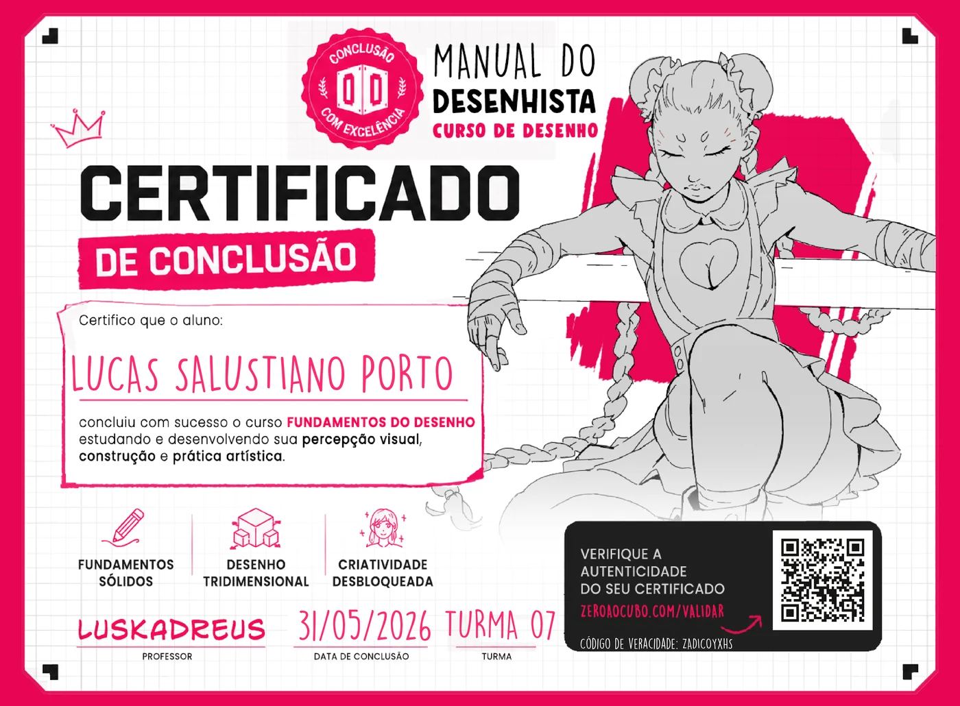 Certificado de conclusão do Manual do Desenhista